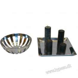 Gavesæt i poleret stål - frugtskål/fad m lys