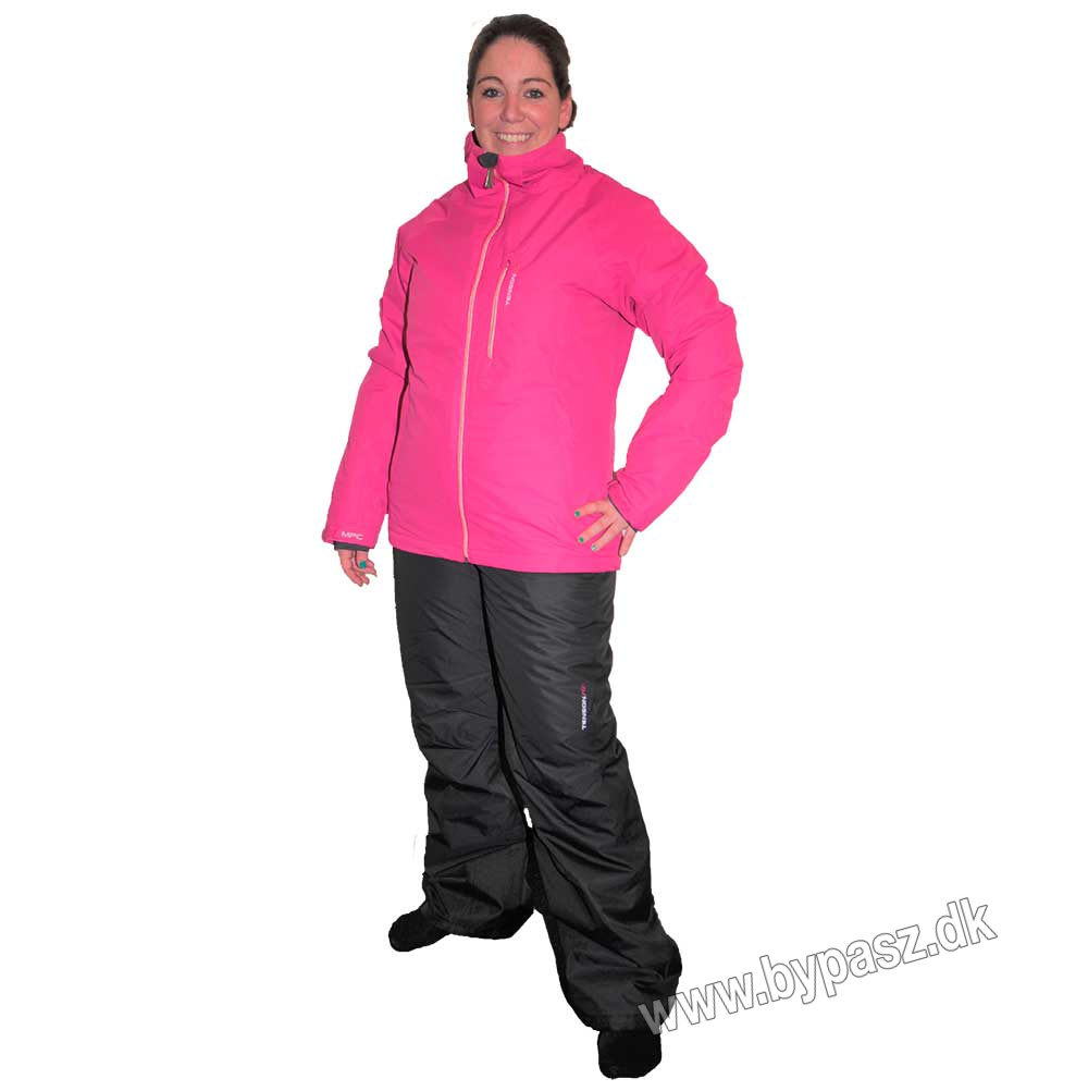 Skisæt. kvinder, pink jakke, sort buks